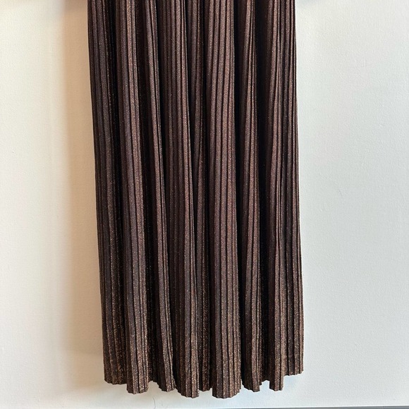 NWT Boden Metallic Brown Jersey Maxi Dress V-Neck Long Sleeve Size 6P Cinched - Picture 14 of 15